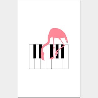 Funny Flamingo Piano Music Theme Posters and Art
